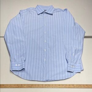 Pal Zileri  Classic Light Blue size 17/43 (XL) Striped Dress Shirt